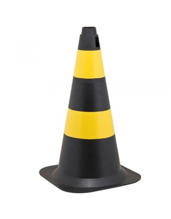 CONE SINALIZACAO PRETO/AMARELO 75CM PLAST