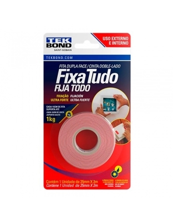 FITA DUPLA FACE TEKBOND ACRILICA EXTERNA 25X2M BLISTER (T)