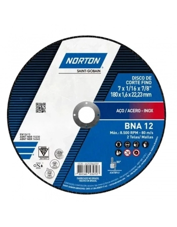 DISCO CORTE INOX NORTON 7X1,6 BNA12 (N)